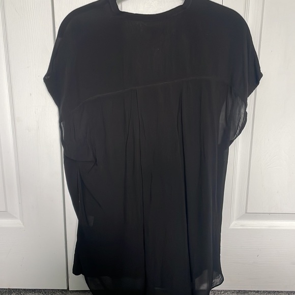 Helmut Lang sheer short sleeve asymmetrical blouse M - Picture 4 of 8